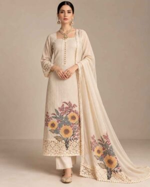 Golden Meadow Embroidered Unstitched Suit