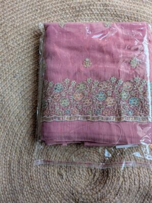 Dusty Rose Floral Embroidered Suit Set