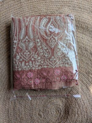 Dusty Rose Silver Paisley Embroidered Unstitched Suit Set