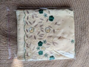 Ivory Emerald Floral Embroidered Unstitched Suit Set