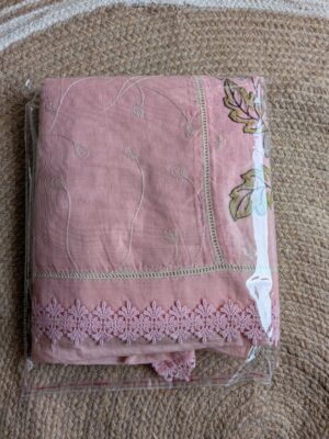 Blush Pink Floral Embroidered Cotton Punjabi Suit