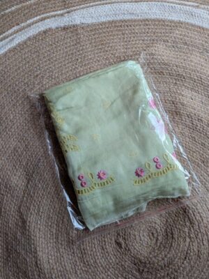 Sage Blossom Floral Embroidered Unstitched Suit with Dupatta